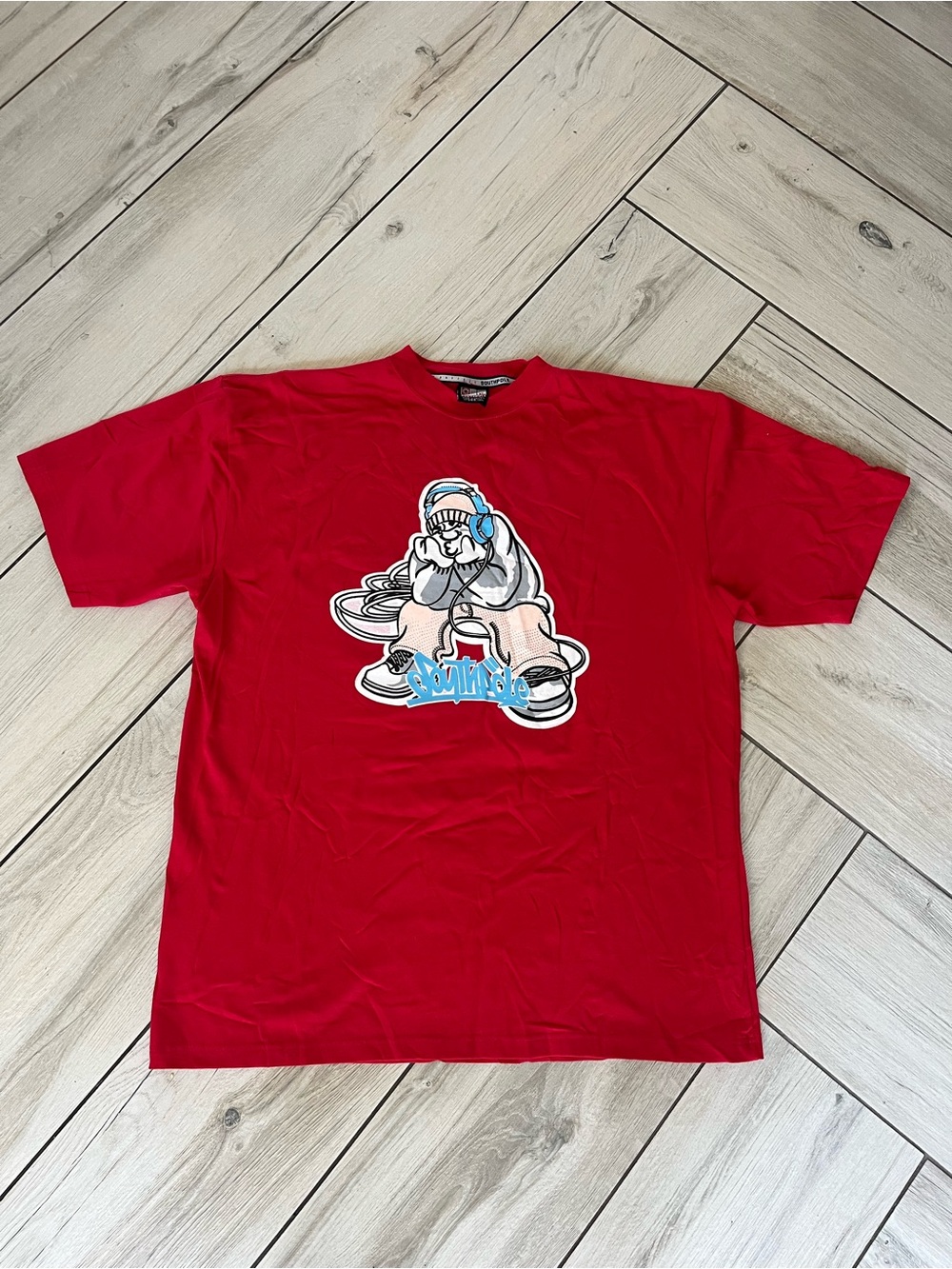 South Pole Red Graphic Tee with DJ Character size XL